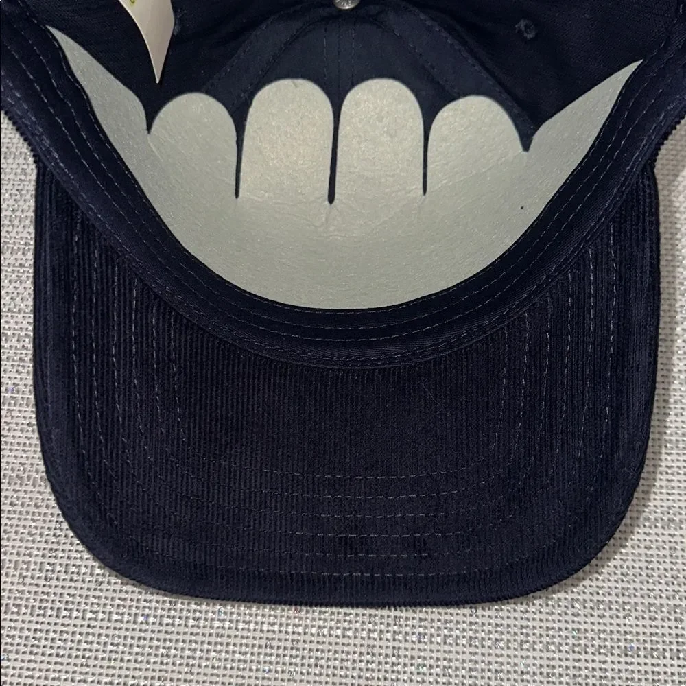 OFFLINE Navy Blue Corduroy Baseball Hat Cap Embroidered Light Blue Logo